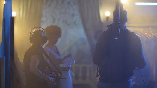 Behind the scenes on a TV set