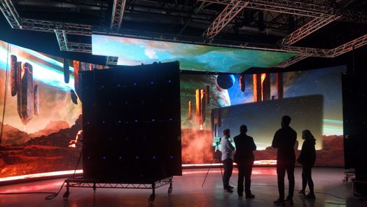 Crew in a virtual production studio