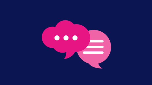 Illustration of a speech bubbles on a navy blue background