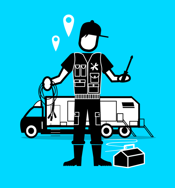 Outside broadcast (OB) engineer illustration